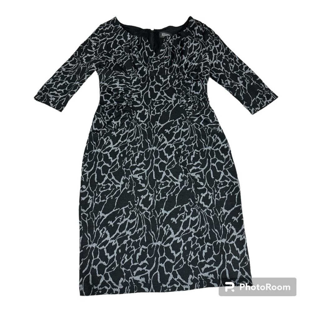 Adrianna Papell Women’s Dress Lined 3/4 Sleeves V Neck Back Zipper Black 8 P